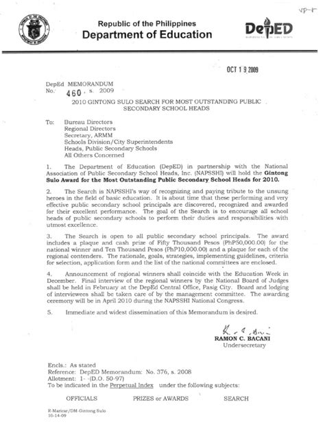 deped ldn memorandum|DEPED LDN .